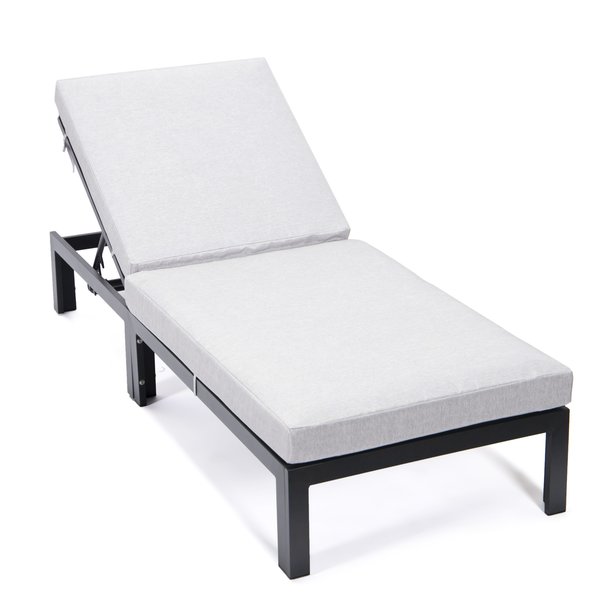 Leisuremod Chelsea Modern Outdoor Chaise Lounge Chair With Green Cushions CLBL-77LGR